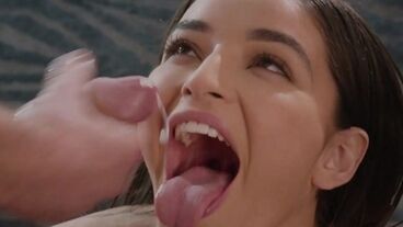 Красавица получила сперму на лицо после двойного проникновения